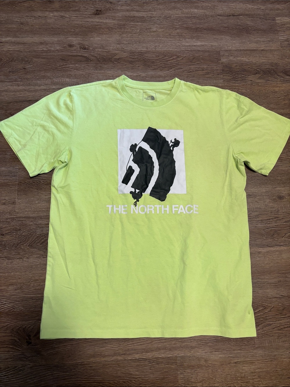men’s neon green the north face t shirt